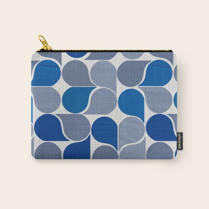Blue and Gray Geometric Raindrop Pattern Carry All Pouch Gallery Image 1