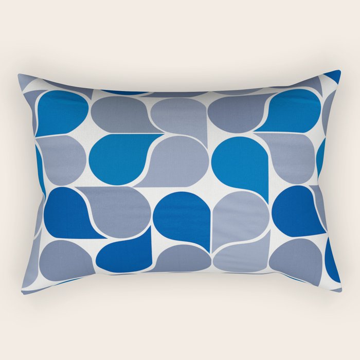 Blue and Gray Geometric Raindrop Pattern Rectangular Pillow Gallery Image 1