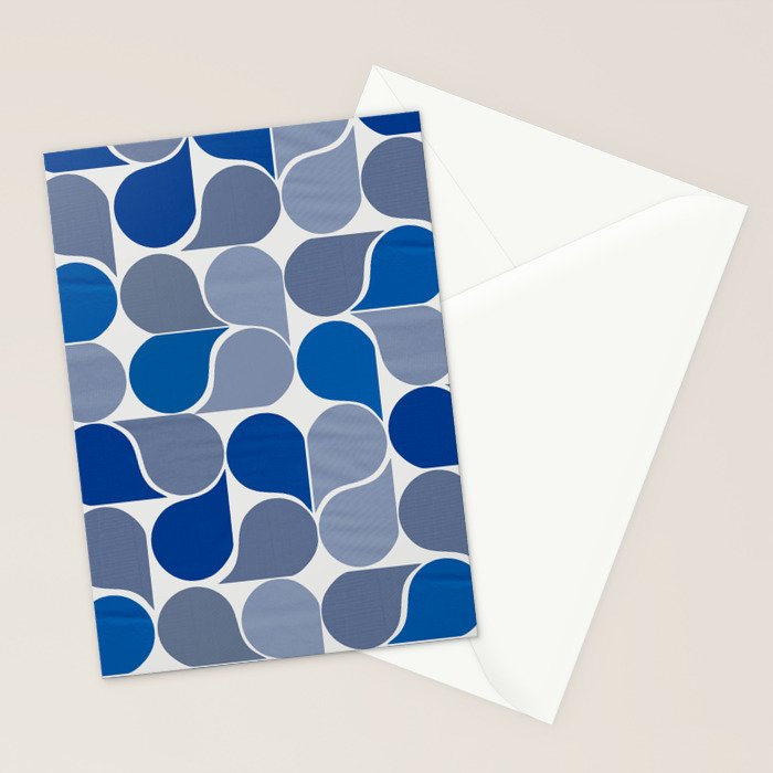 Blue and Gray Geometric Raindrop Pattern Stationery Card Gallery Image 2