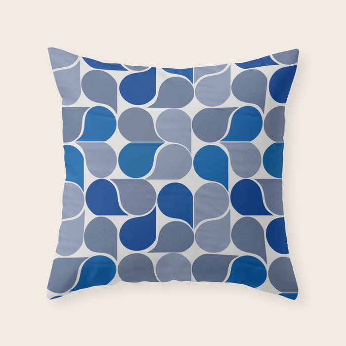 Blue and Gray Geometric Raindrop Pattern Throw Pillow Gallery Image 6
