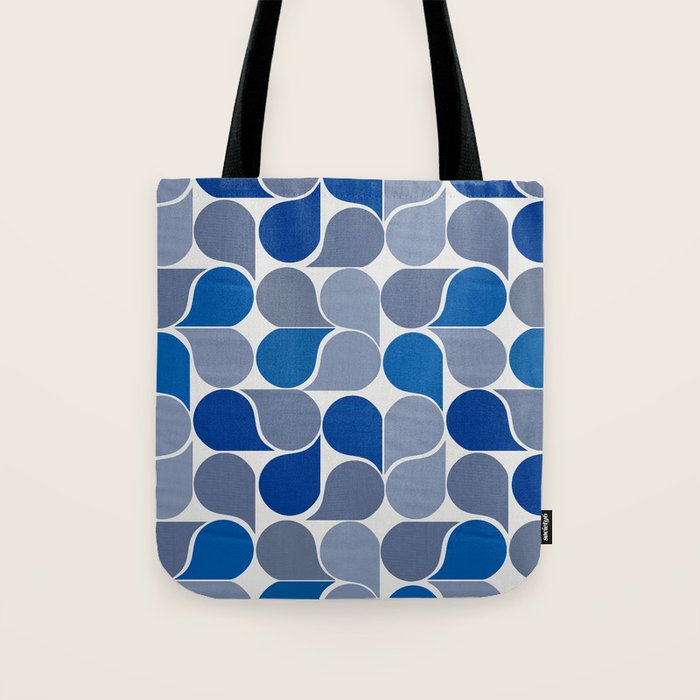 Blue and Gray Geometric Raindrop Pattern Tote Bag Gallery Image 1