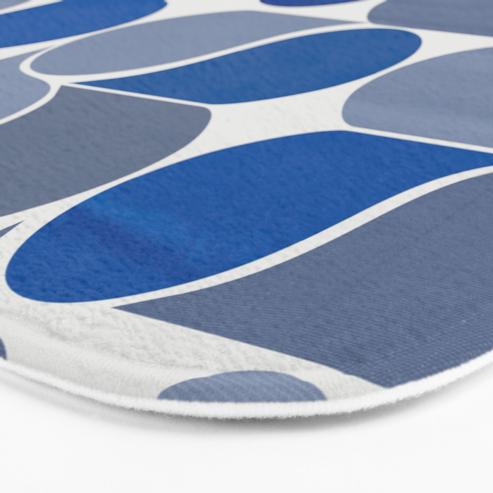 Blue and Gray Geometric Raindrop Pattern Bath Mat Gallery Image 3