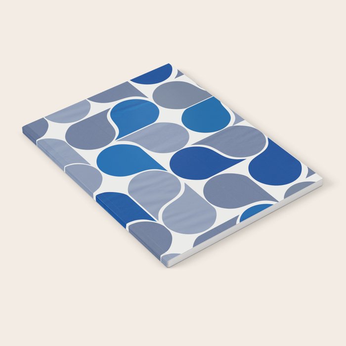 Blue and Gray Geometric Raindrop Pattern Notebook Gallery Image 2