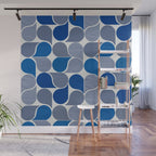 Blue and Gray Geometric Raindrop Pattern Wall Mural Gallery Image 1