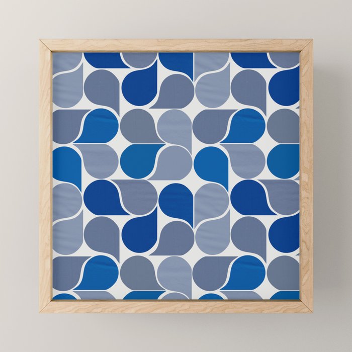 Blue and Gray Geometric Raindrop Pattern Mini Art Print Gallery Image 1