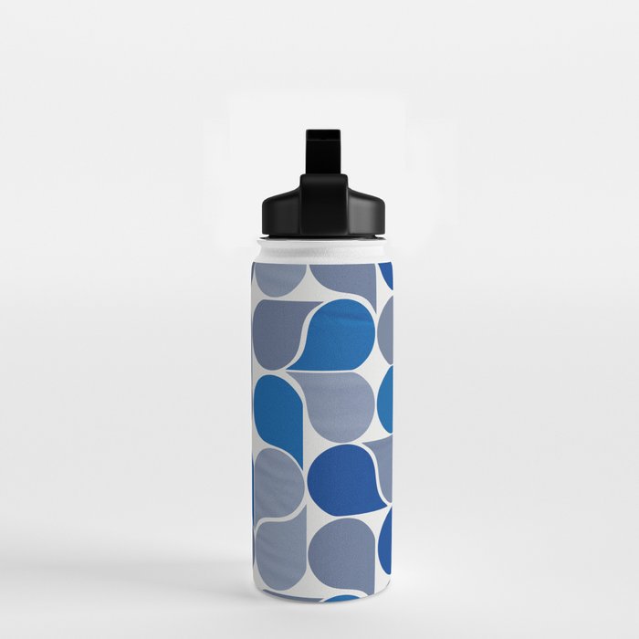 Blue and Gray Geometric Raindrop Pattern Water Bottle Gallery Image 2