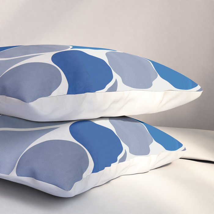 Blue and Gray Geometric Raindrop Pattern Pillow Sham Gallery Image 3