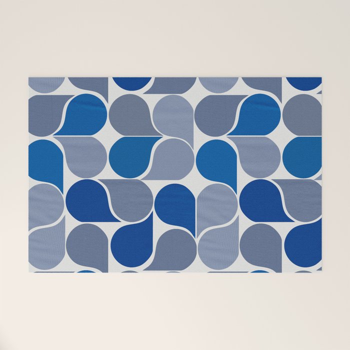 Blue and Gray Geometric Raindrop Pattern Welcome Mat Gallery Image 1