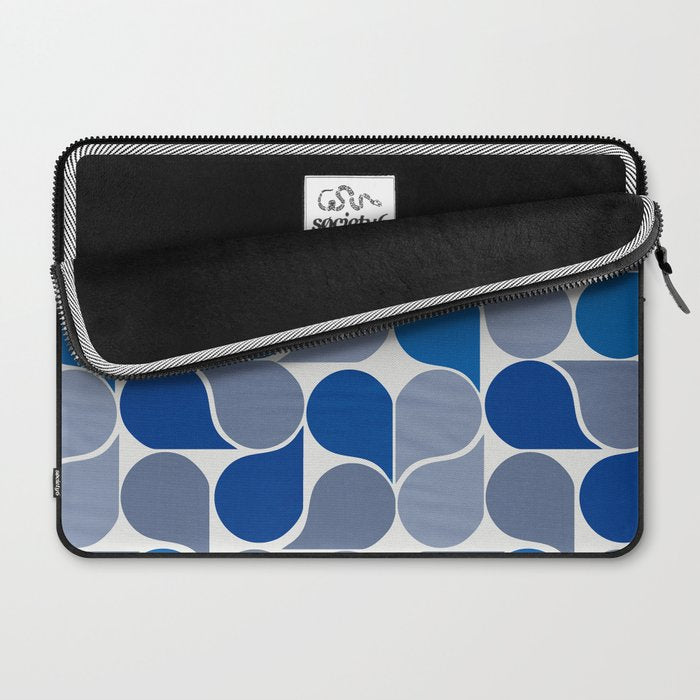 Blue and Gray Geometric Raindrop Pattern Laptop Sleeve Gallery Image 2