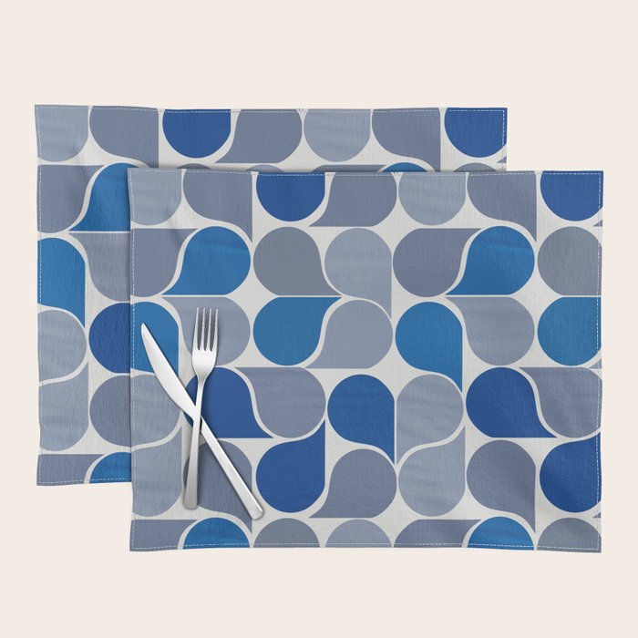 Blue and Gray Geometric Raindrop Pattern Placemat Gallery Image 1