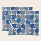 Blue and Gray Geometric Raindrop Pattern Placemat Gallery Image 1