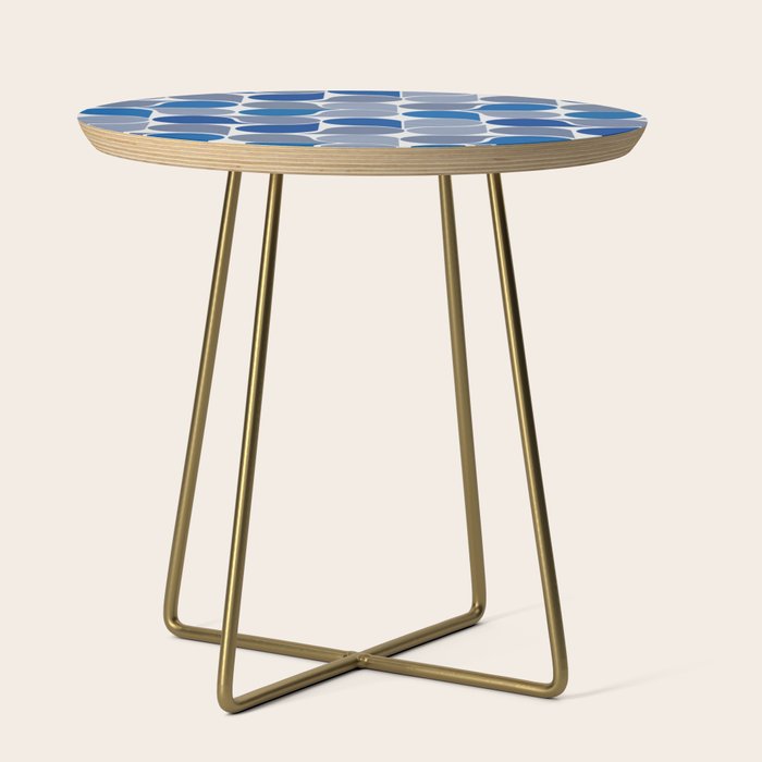 Blue and Gray Geometric Raindrop Pattern Side Table Gallery Image 1