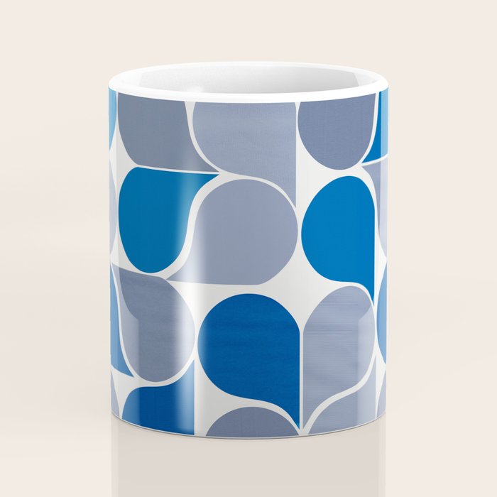 Blue and Gray Geometric Raindrop Pattern Coffee Mug Gallery Image 4