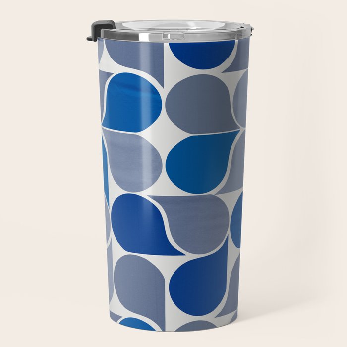 Blue and Gray Geometric Raindrop Pattern Travel Mug Gallery Image 3