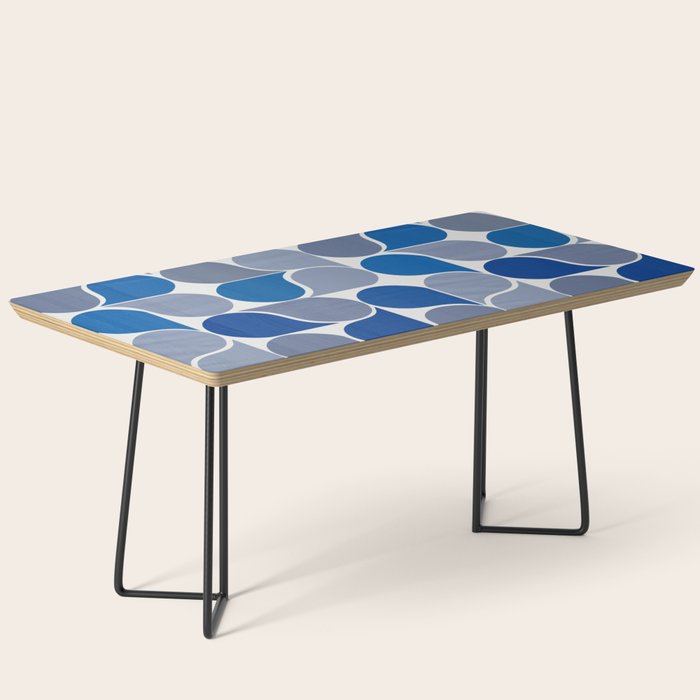 Blue and Gray Geometric Raindrop Pattern Coffee Table Gallery Image 1
