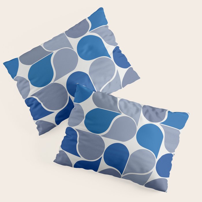 Blue and Gray Geometric Raindrop Pattern Pillow Sham Gallery Image 1