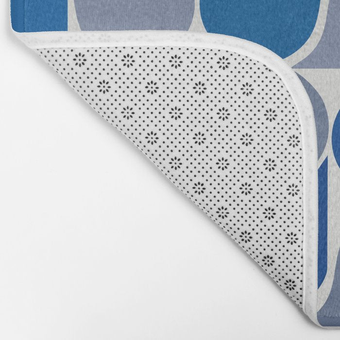 Blue and Gray Geometric Raindrop Pattern Bath Mat Gallery Image 2