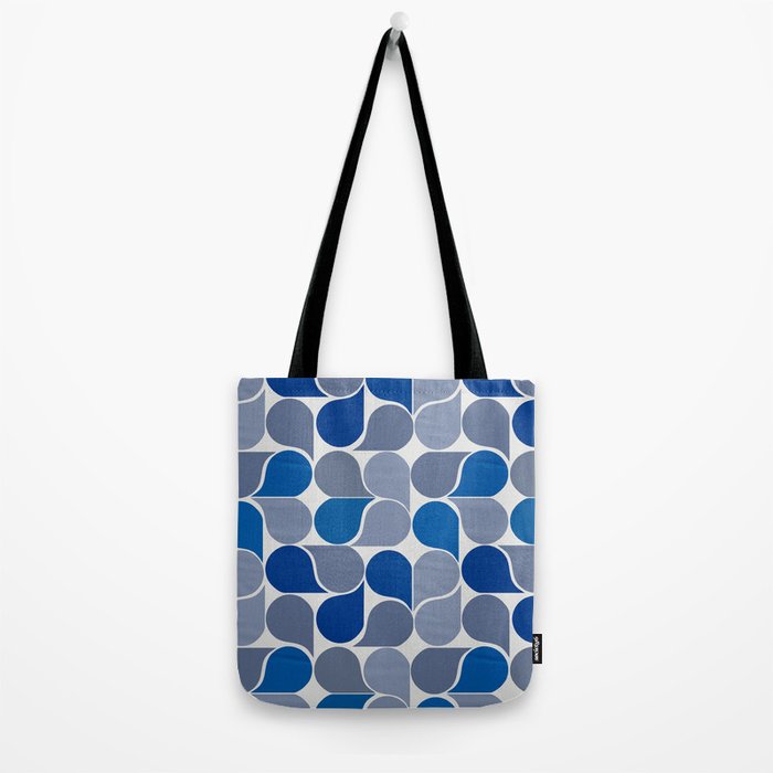 Blue and Gray Geometric Raindrop Pattern Tote Bag Gallery Image 2
