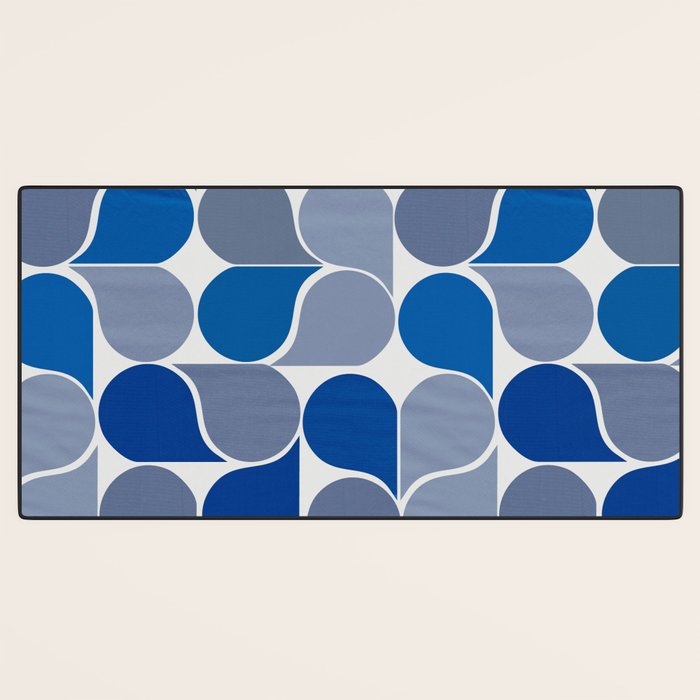 Blue and Gray Geometric Raindrop Pattern Desk Mat Gallery Image 3