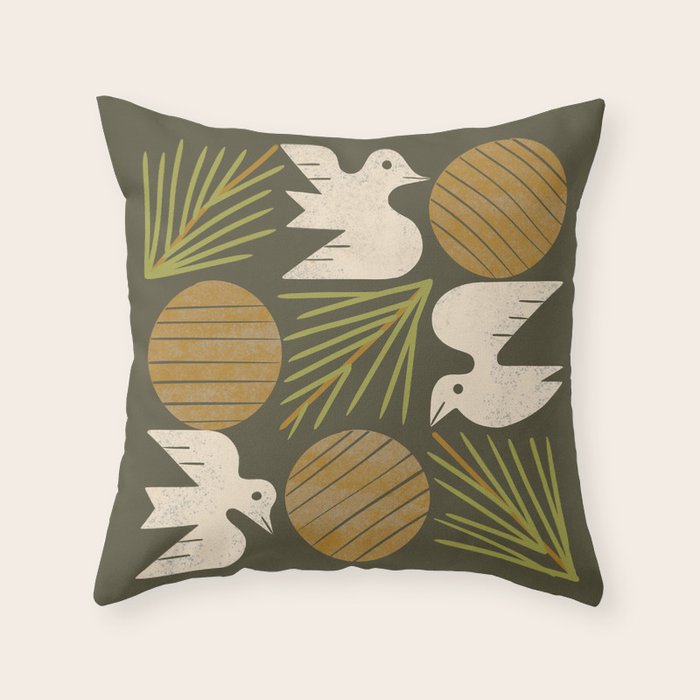 Pine Forest Doves Throw Pillow Gallery Image 6