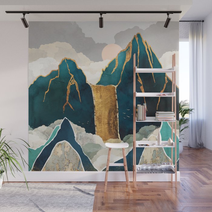 Golden Waterfall Wall Mural Gallery Image 1