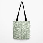 Boho, Abstract, Herringbone Pattern, Sage Green and White Tote Bag Gallery Image 2