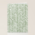 Boho, Abstract, Herringbone Pattern, Sage Green and White Stationery Card Gallery Image 2