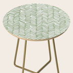 Boho, Abstract, Herringbone Pattern, Sage Green and White Side Table Gallery Image 2