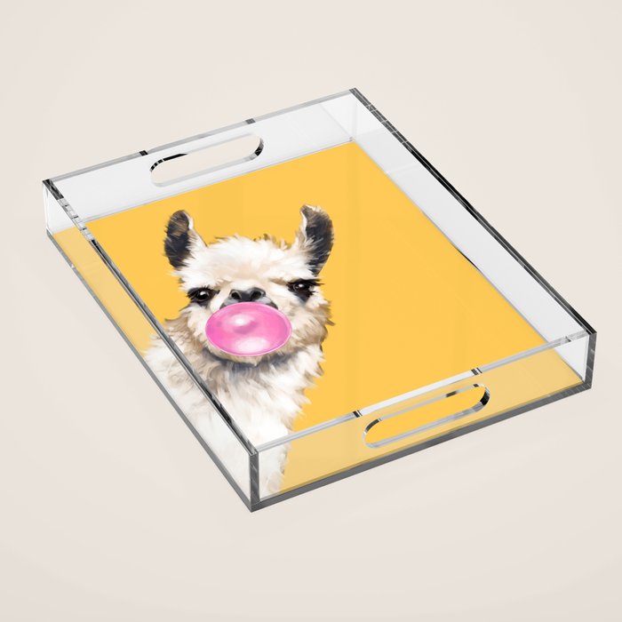 Bubble Gum Sneaky Llama in Yellow Acrylic Tray Gallery Image 1
