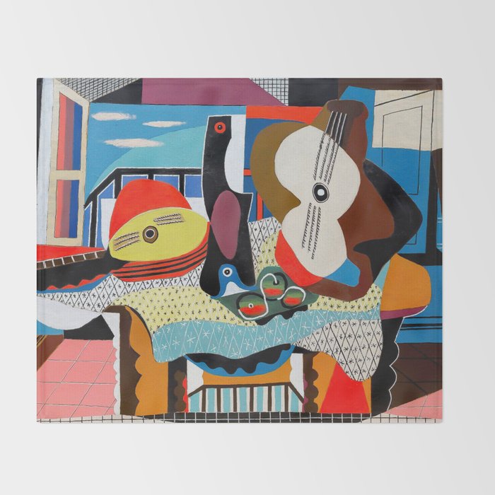Picasso - Mandolin and Guitar (Mandoline et guitare) 1924 Artwork Throw Blanket Gallery Image 2