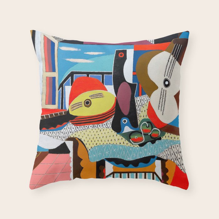 Picasso - Mandolin and Guitar (Mandoline et guitare) 1924 Artwork Throw Pillow Gallery Image 6