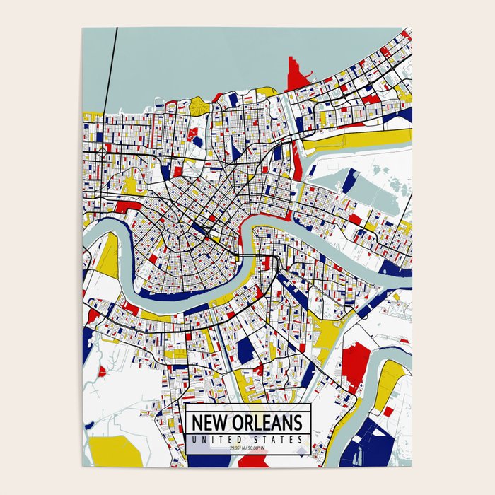 New Orleans, Louisiana City Map - Mondrian Poster Gallery Image 4