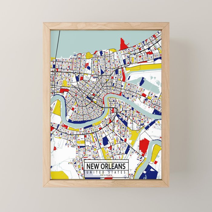 New Orleans, Louisiana City Map - Mondrian Mini Art Print Gallery Image 1