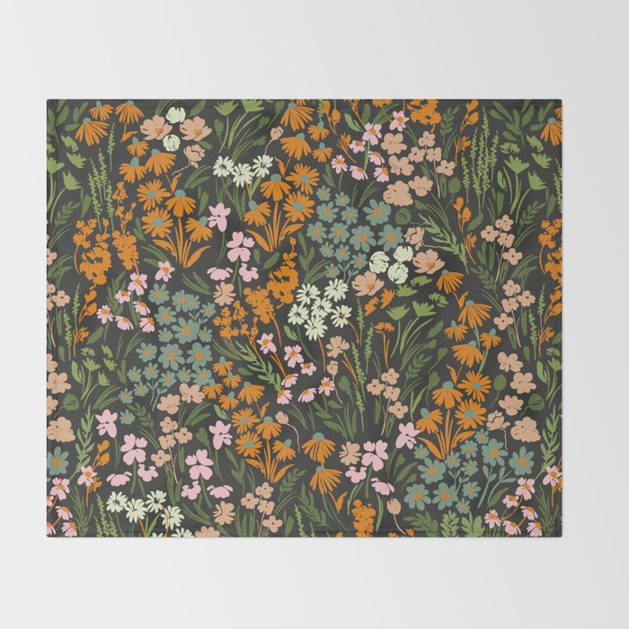 Night in the flowered meadow Throw Blanket Gallery Image 2