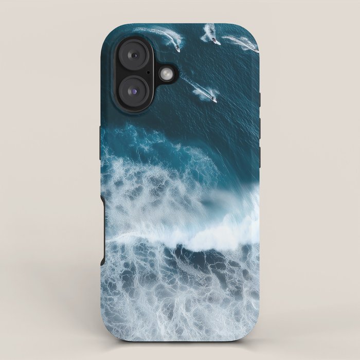 Aerial Surf Print - Surfers Riding Big Ocean Wave iPhone Case Gallery Image 1