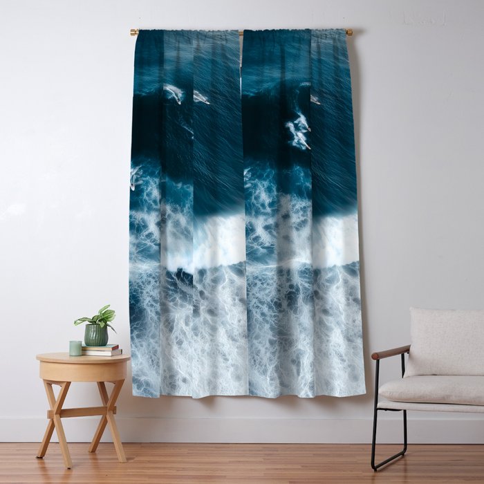 Aerial Surf Print - Surfers Riding Big Ocean Wave Window Curtain Gallery Image 5