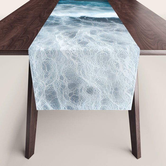 Aerial Surf Print - Surfers Riding Big Ocean Wave Table Runner Gallery Image 1