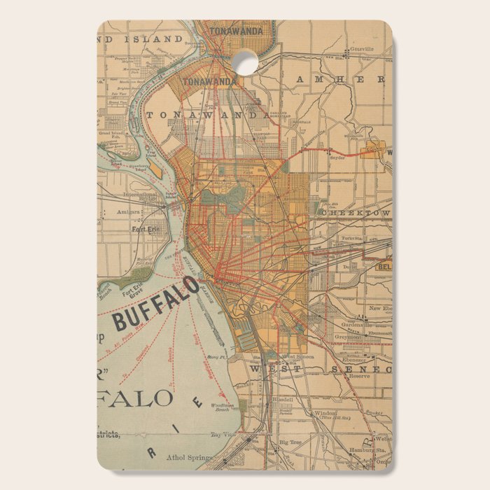 Vintage Map of Buffalo NY (1893) Cutting Board Gallery Image 1