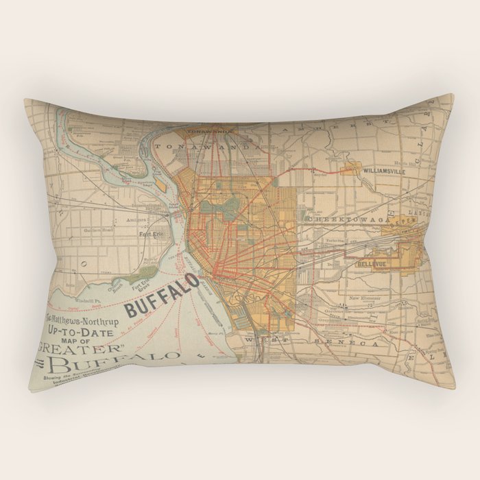 Vintage Map of Buffalo NY (1893) Rectangular Pillow Gallery Image 1