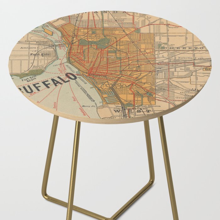 Vintage Map of Buffalo NY (1893) Side Table Gallery Image 2