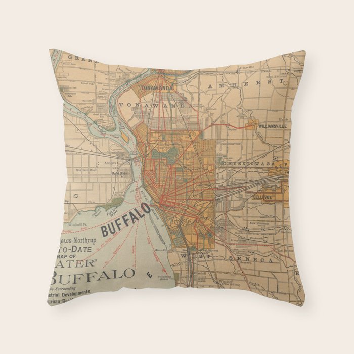 Vintage Map of Buffalo NY (1893) Throw Pillow Gallery Image 6