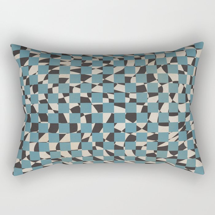 Abstract checked blue and black Rectangular Pillow Gallery Image 2