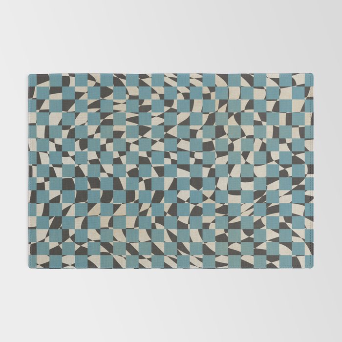 Abstract checked blue and black Rug Gallery Image 2