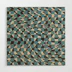 Abstract checked blue and black Wood Wall Art Gallery Image 1