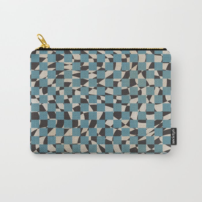 Abstract checked blue and black Carry All Pouch Gallery Image 1