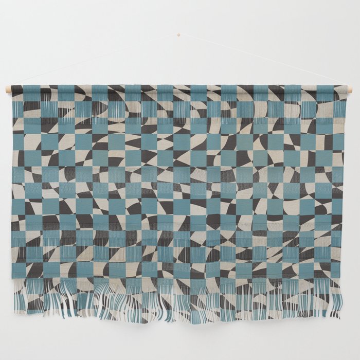 Abstract checked blue and black Wall Hanging Gallery Image 1