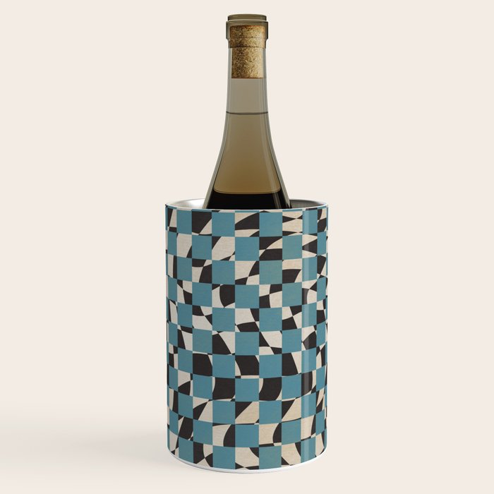 Abstract checked blue and black Wine Chiller Gallery Image 2