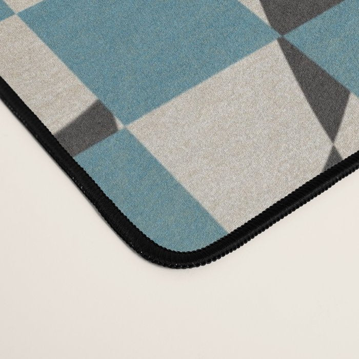 Abstract checked blue and black Desk Mat Gallery Image 4