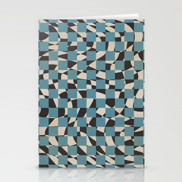 Abstract checked blue and black Stationery Card Gallery Image 1