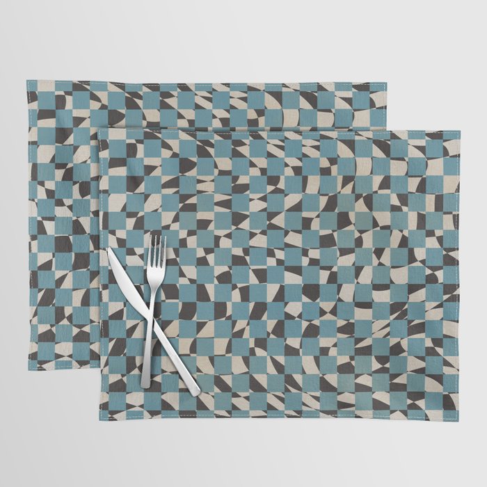 Abstract checked blue and black Placemat Gallery Image 1